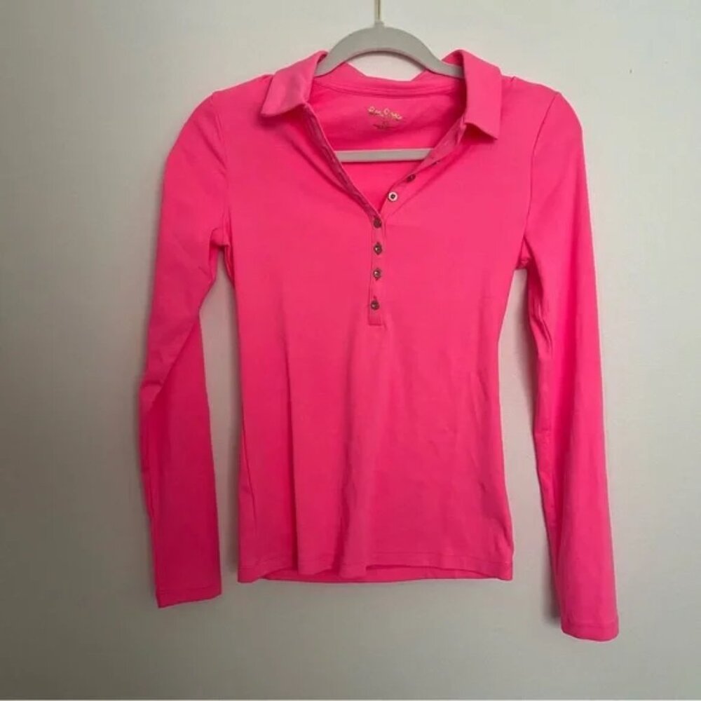 Lilly Pulitzer Reema Long Sleeve Top Resort Hot Pink ,NWT, Small